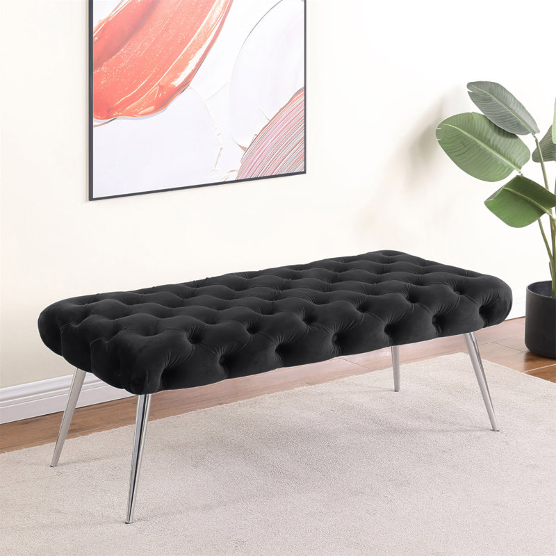 Banc rembourré noir Galiano, Argent, Noir