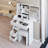 29.2" Small Space Left Drawer Desktop Vanity Table with Cushioned Stool and sliding mirror-113847152