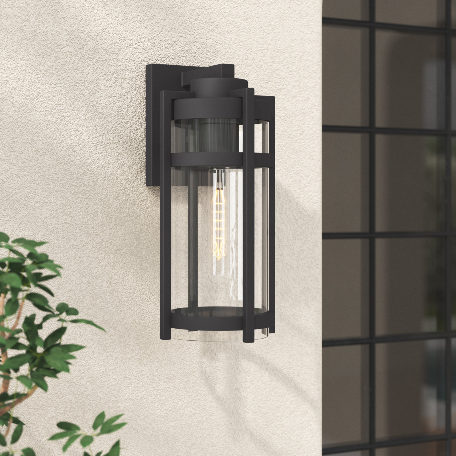 Briggs Seeded Glass Outdoor Wall Lantern, 11.25" H x 6.5" W x 6.5" D