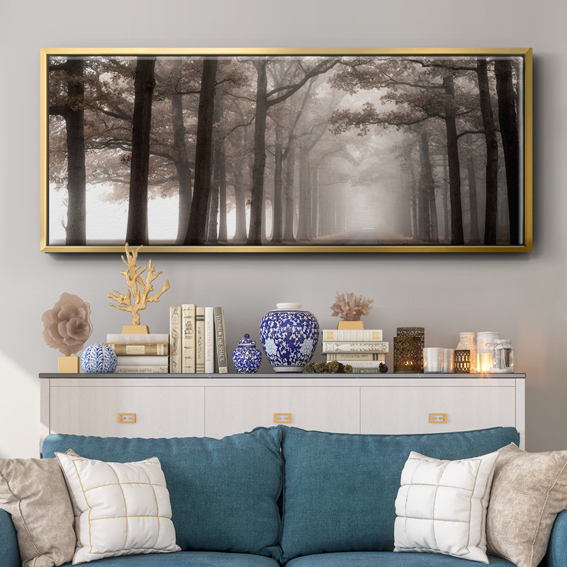 Misty Road- Framed Canvas, 12" H x 30" W