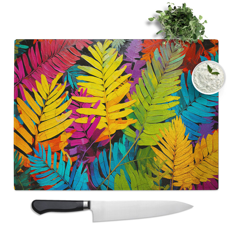 Fern Leaf Pop Art  Glass Chopping Board
