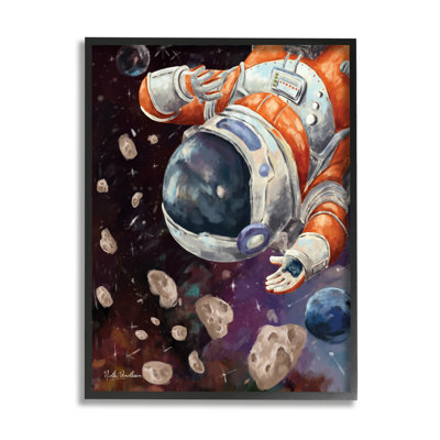 Astronaute et astéroides de l'espace, estampe numérique de Nidhi Wadhwa