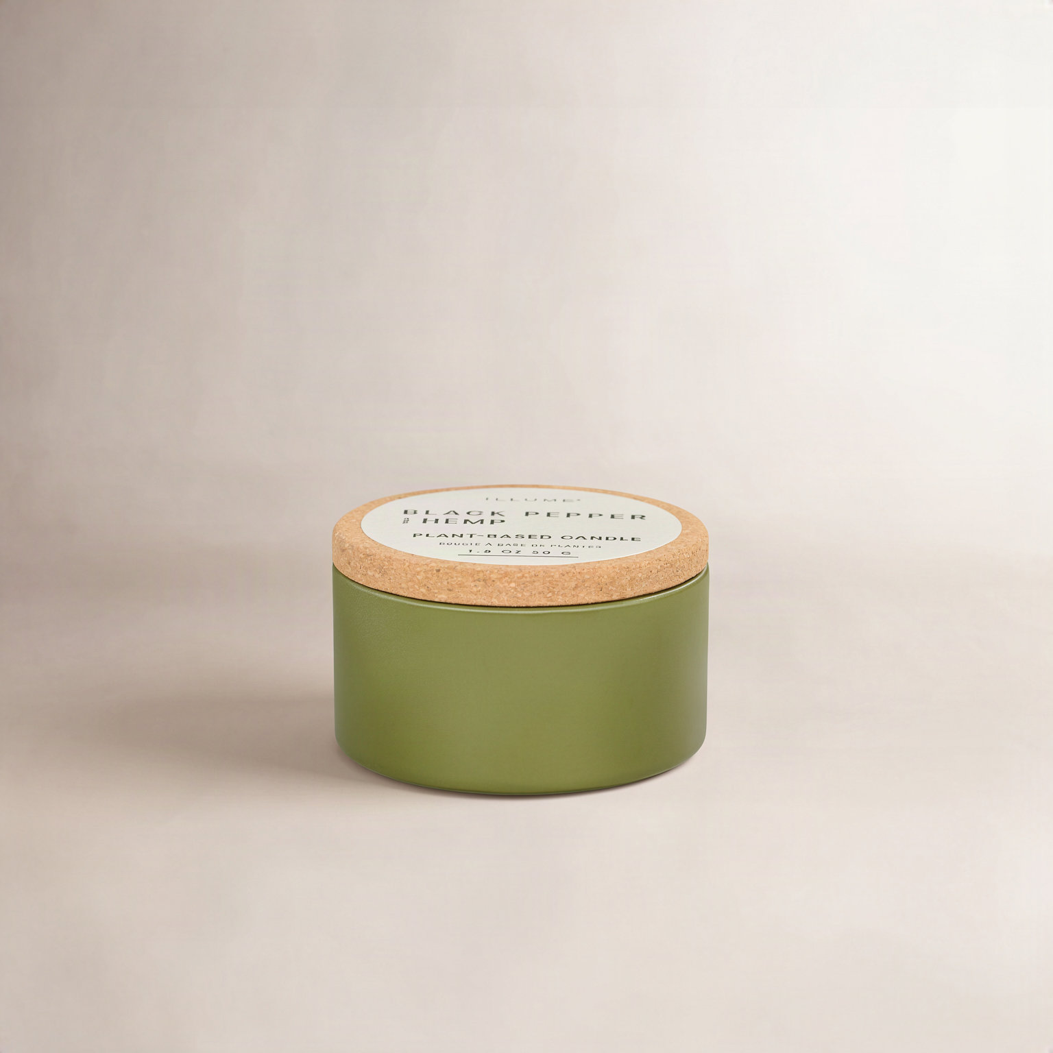Verde Ceramic Candle, Tin with Cork Lid
