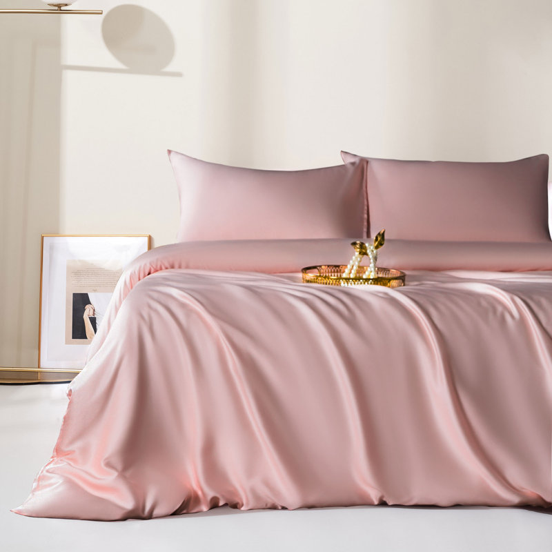 3-Piece Luxury 100% Rayon From Bamboo Duvet Cover Set, King Duvet Cover + 2 Standard Shams, Pink