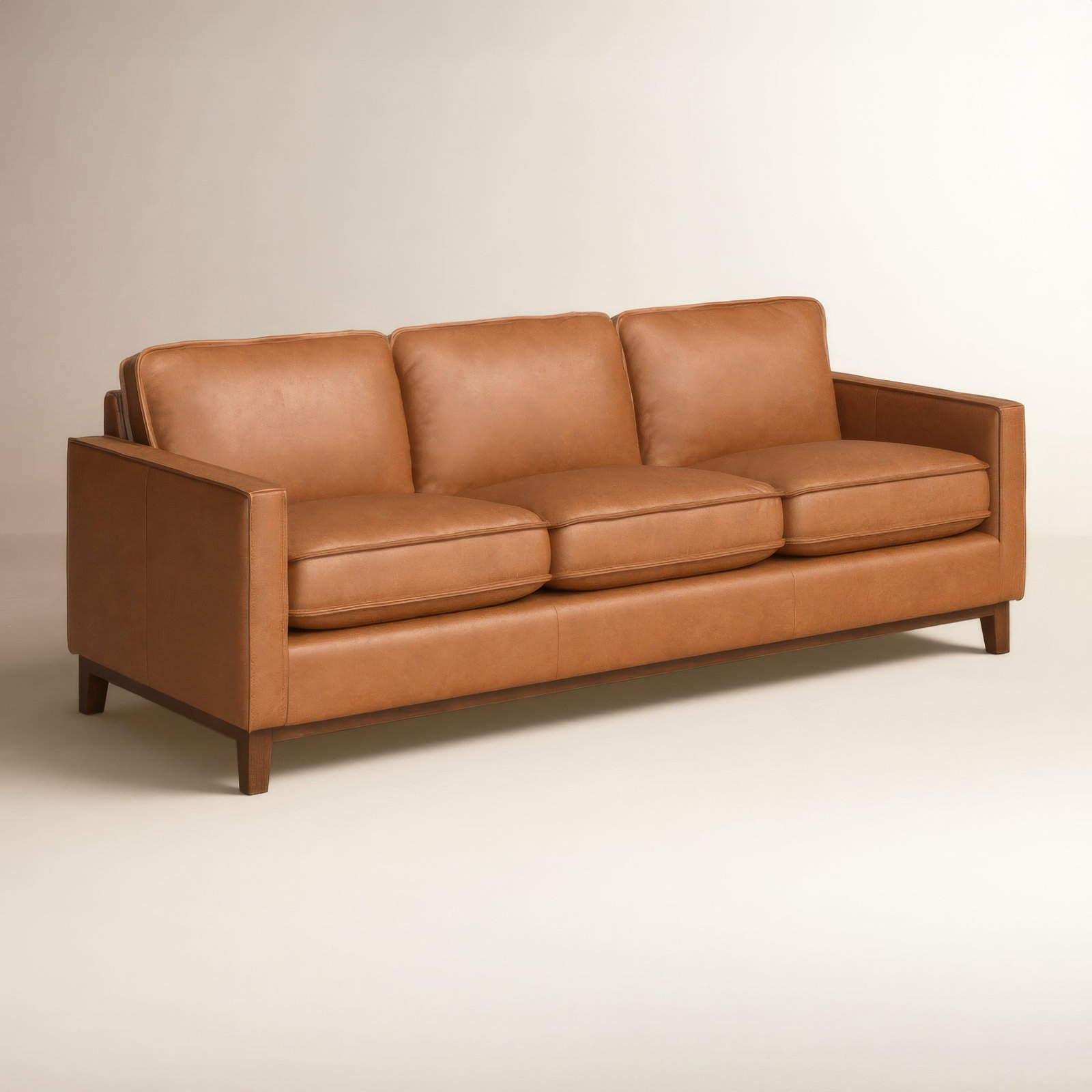 Cascades 85'' Upholstered Sofa, Chestnut Genuine Leather