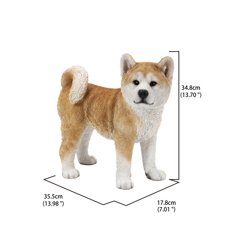Realistic Polyresin Akita Dog Standing Garden Statue