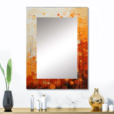 Tangerine Tango IV - miroir de paysages abstraits, miroir mural décoratif moderne et contemporain, impression d'art en métal