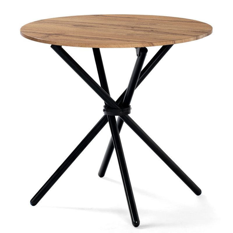 Haynesville Round Metal Base Dining Table, Brown