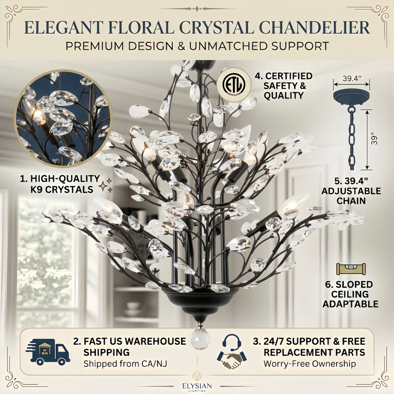 Grinstead 8-Light Dimmable Empire Chandelier, Matte Black