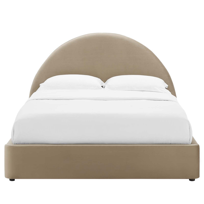 Resort Performance Velvet Arched Round Platform Bed, Taupe, King