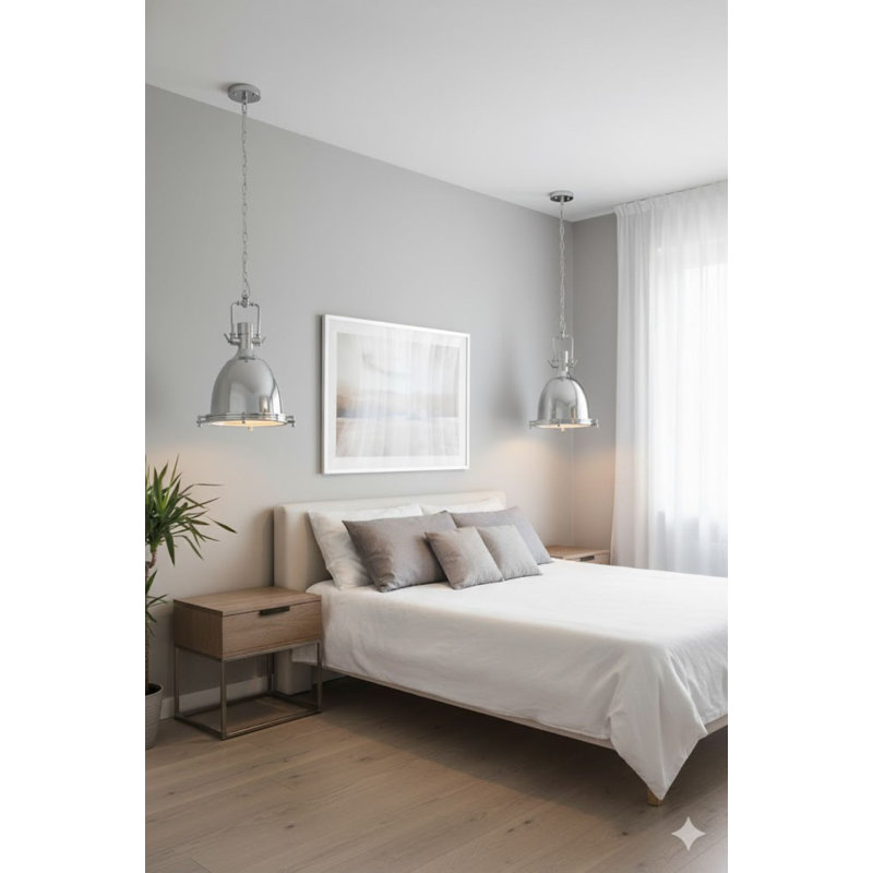 Luminaire suspendu cloche en chrome 1 lumière Transitional