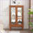 Curio Cabinet, Lighted Vintage Display with Tempered Glass Doors, Mirrored Back &amp; Adjustable Shelves | Oak | Anti-Tip-1254200545