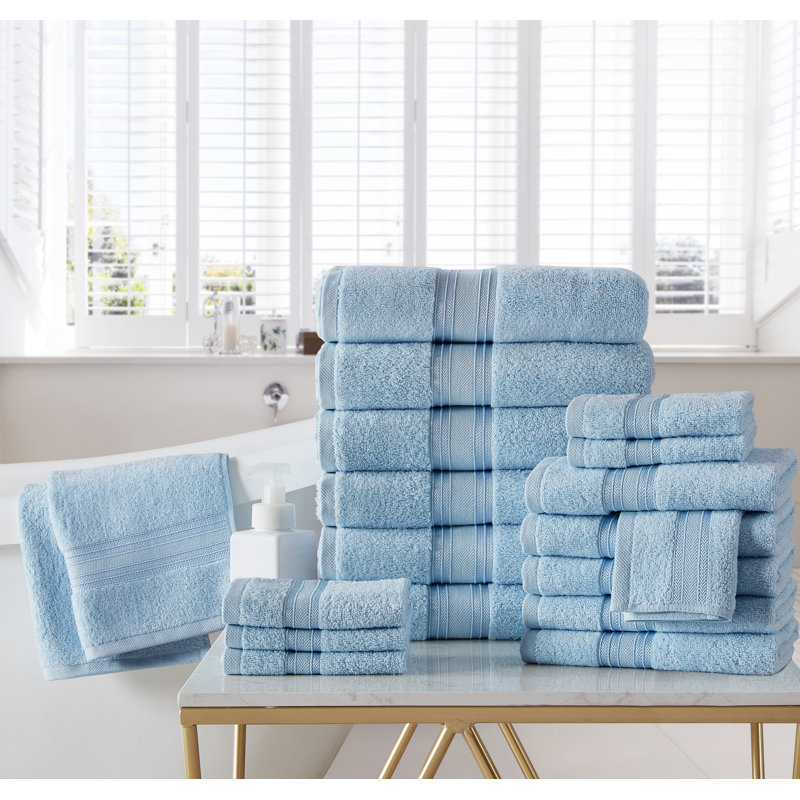 18-piece Cotton Towel Set, Baby Blue