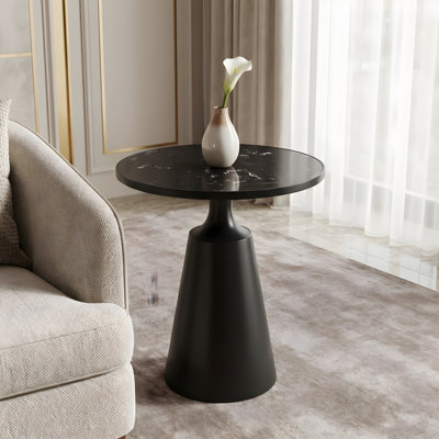 Assembly-free End Tables, 20 Inch Iron And Marble Look, Modern Home