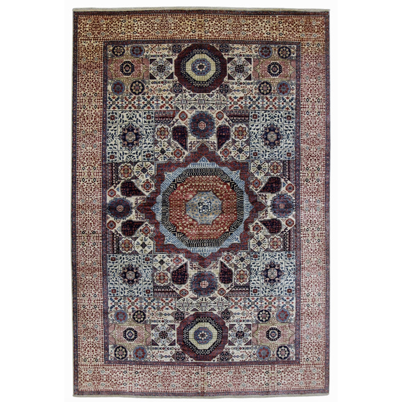 Hand Knotted Wool Area Rug in Beige