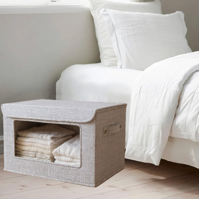  Foldable Storage Bins with Lids & Clear Window, Closet Organizers and Storage, Clothes Storage Bags or Moving Packing Bags, Storage Basket Containers for Blanket, Comforter, Pillow, Bedding