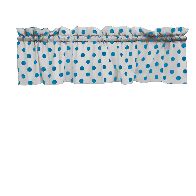 Cantonnière sur mesure en mélange de coton à pois 58 po Chrisman, L 58 po x L 28 po, Blanc / turquoise