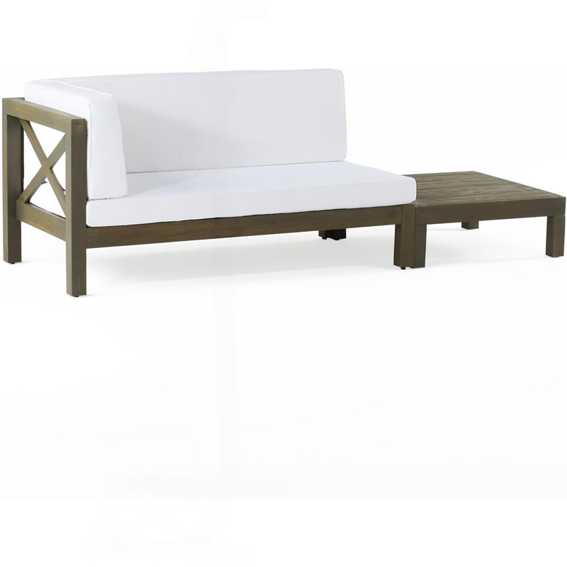 Banc d'angle en X avec table basse, blanc, Gris, Face à la gauche, Blanc