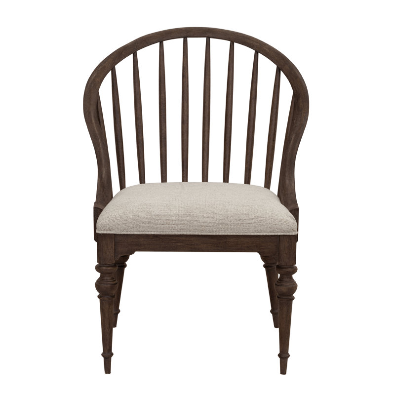 Chimney Smoke Distressed Spindle Back Armchair with Upholstered Seat