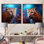 «Blue and Golden Leopard Portrait I», ensemble d'art mural sur toile léopard