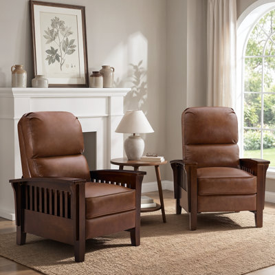 Modern Leather Recliner Chair With Rubber Wood Frame