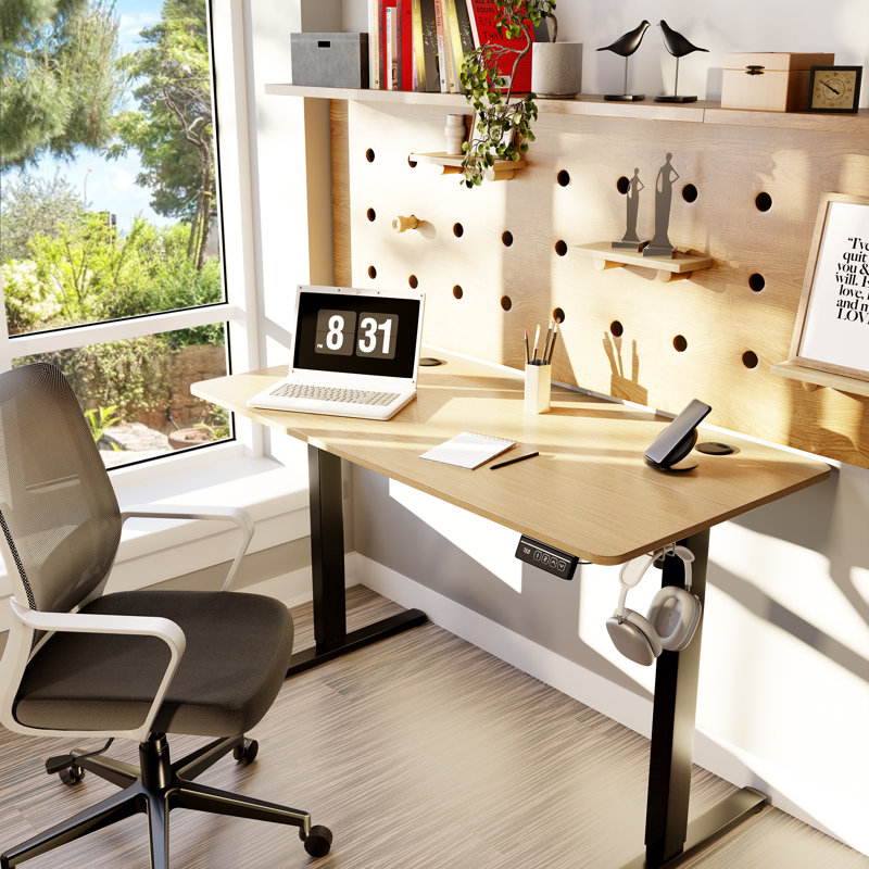 Gilman Home Office Height Adjustable Standing Desk, Yellow/Black, 28.7" H x 71" W × 31.5"D