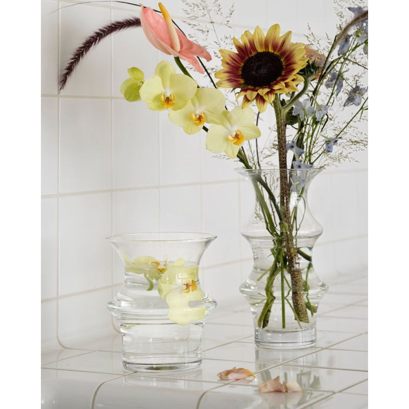 Pagod Handmade Glass Table Vase, Clear, 6.6" H x 5.9" W x 5.9" D