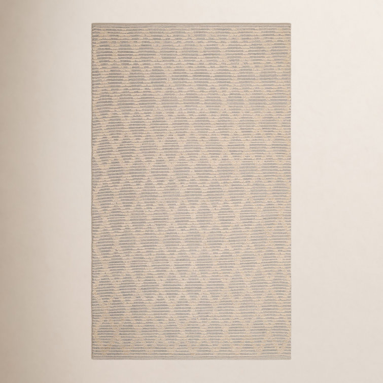Textured Diamond Grey/Ivory Handwoven Cotton Rug