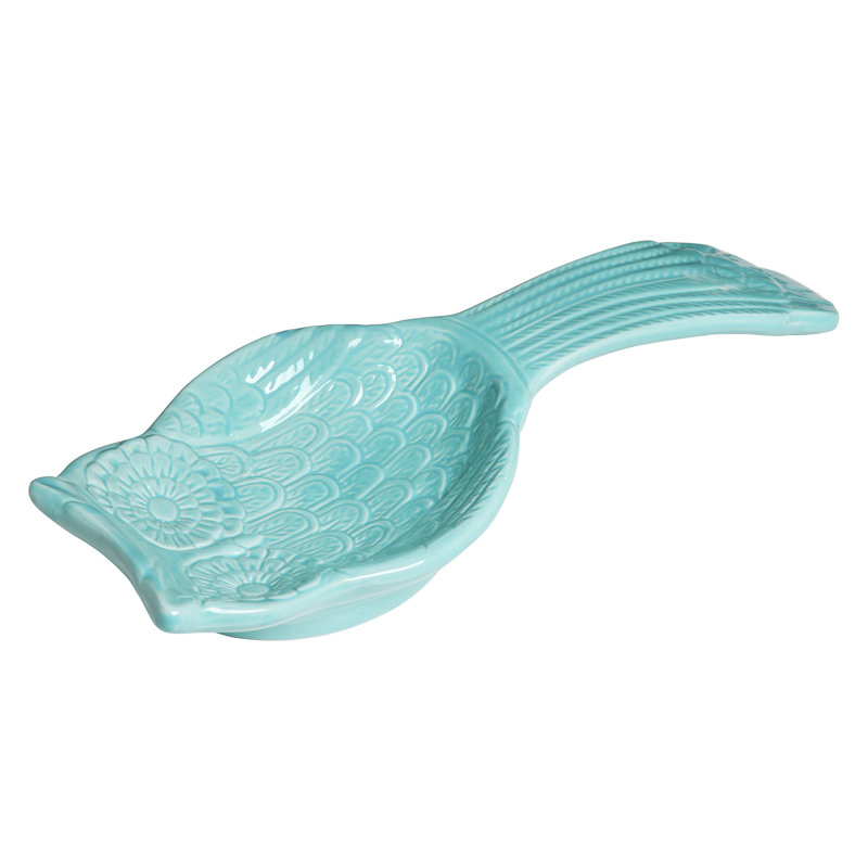 Ceramic / Porcelain Novelty Spoon Rest, Aqua Blue