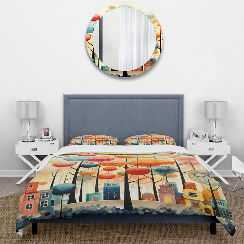 Colorful Bubble Tree - Tree Duvet Cover Set, King Duvet Cover + 2 King Shams