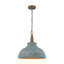 Farmhouse Vintage Distressed Metal Blue Dome Pendant Light