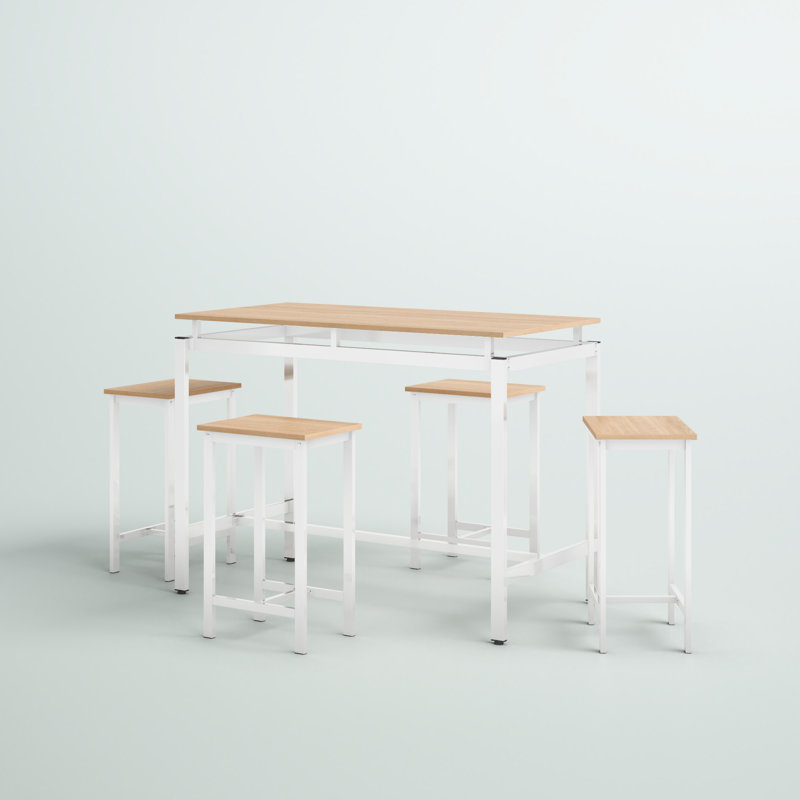 Dazhia 4 - Person Four Leg Dining Set, Natural, White, Natural