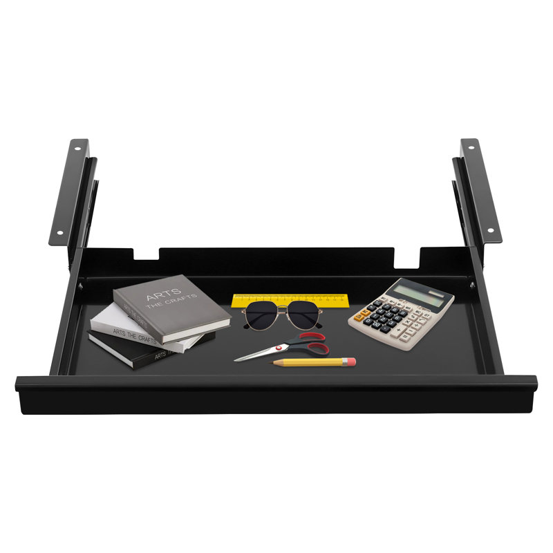 Under Desk Mounted Sliding Pull-Out Drawer Storage Organizer