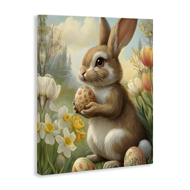 Lapin de Pâques avec toile peinte, conception de Franklyn Gregory, H 40 po x l 30 po