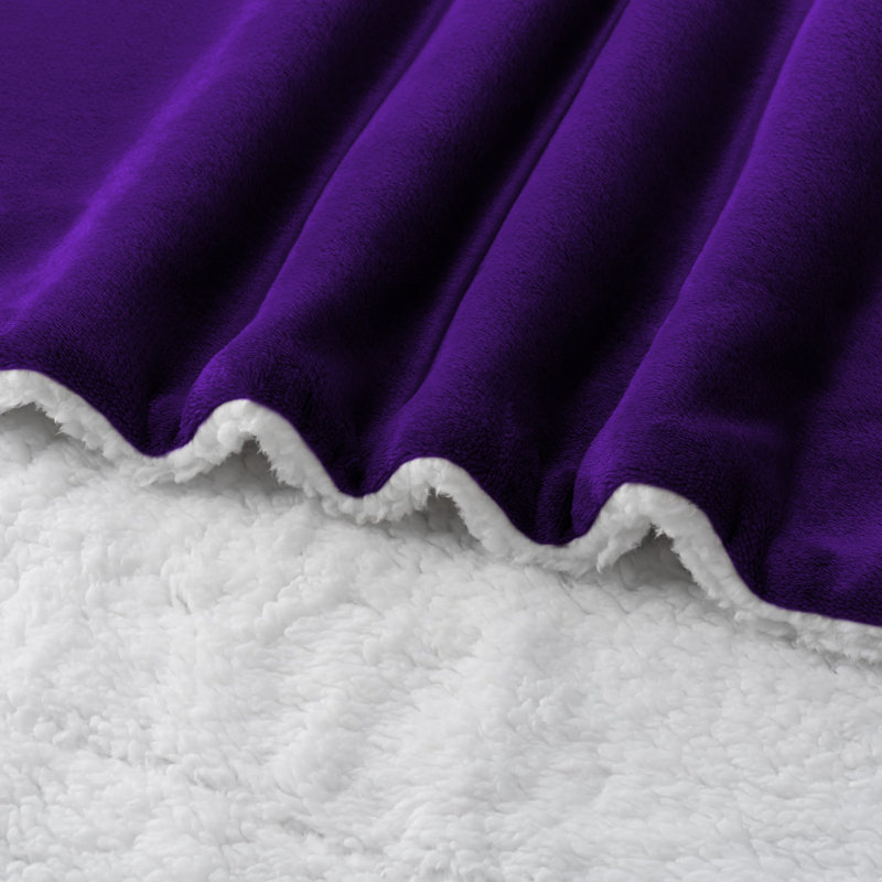 Joyan Extra Soft Sherpa Fleece Dual Sided Blanket, Purple, Super King