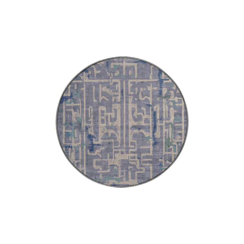 Machine Washable Gray Area Rug, Round 6'