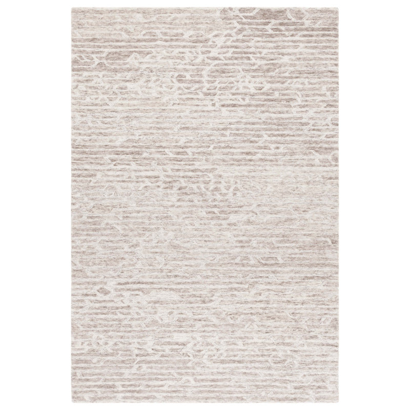 Ebony 927 Hand Tufted Wool/Cotton Abstract Rug in Light Brown/Ivory, Rectangle 3' x 5'