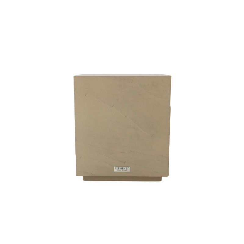 Elementi Home Colorado 18" Square Concrete Side Table for Indoor and Outdoor Use, Sunlight Yellow