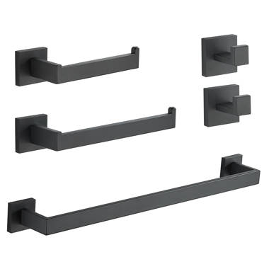 Hagies 6V-9T4I-F9R31 5 - Piece Bathroom Hardware Set Finish: Matte Black