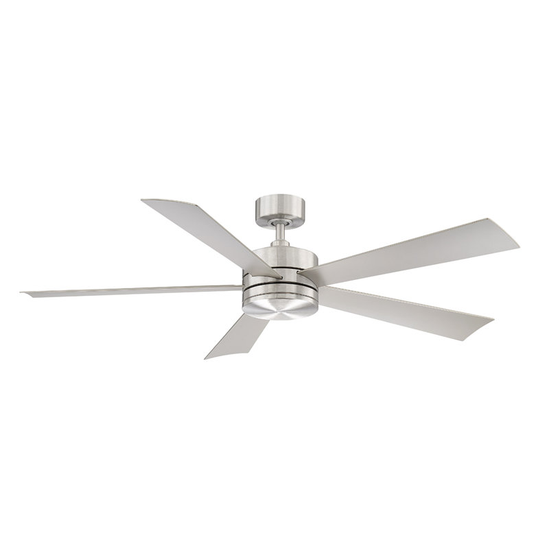 Ventilateur de plafond intelligent à cinq pales d'extérieur et d'intérieur Wynd avec télécommande et ensemble d'éclairage DEL inclus fonctionnant avec les applis Alexa, iOS ou Android