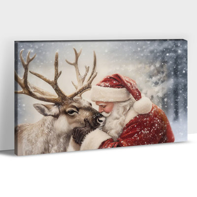 Décoration murale sur toile GUTTATY Christmas, images de scène de père Noël et renne en hiver, impressions sur toile Cozy Holiday, peinture murale saisonnière pour le salon, art mural festif pour la maison, 24 po x 36 po