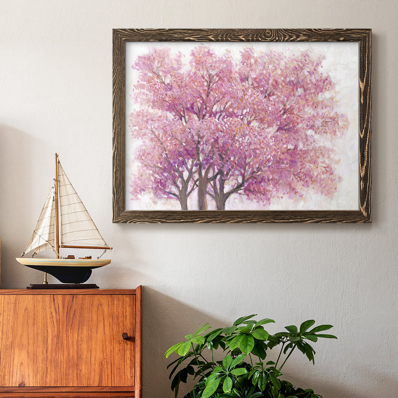 «Pink Cherry Blossom Tree I», reproduction sur toile, Noyer, H 22 po x l 32 po x P 1,5 po