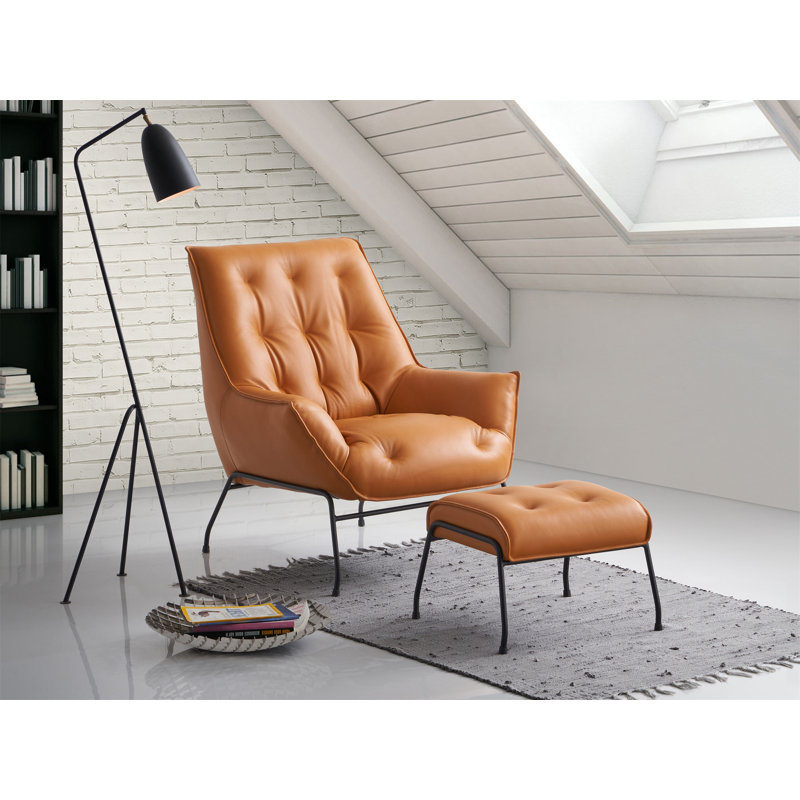 Fauteuil d'appoint en cuir fleur Zusa, Grès