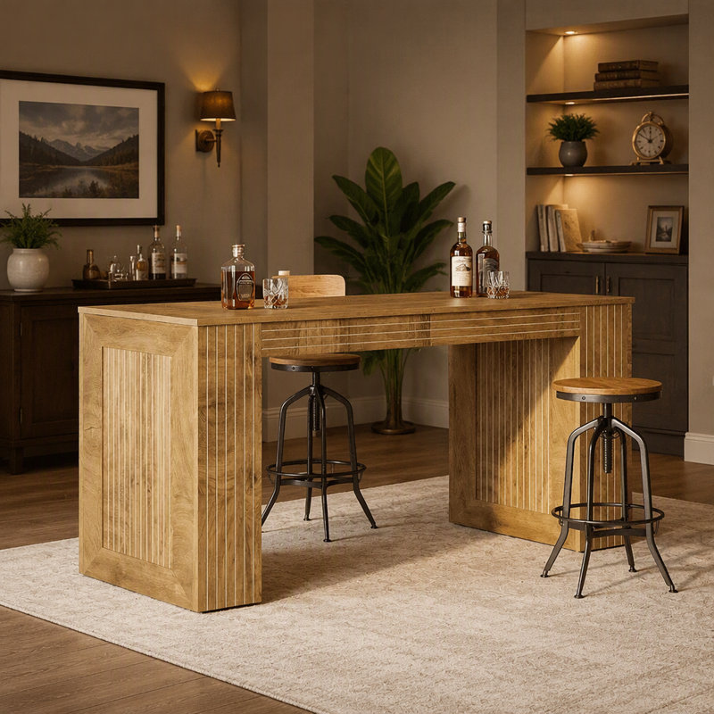 62.99-Inch Counter Height Pub Table with Strong Frame, Farmhouse Bar Table for Kitchen(Only Table)