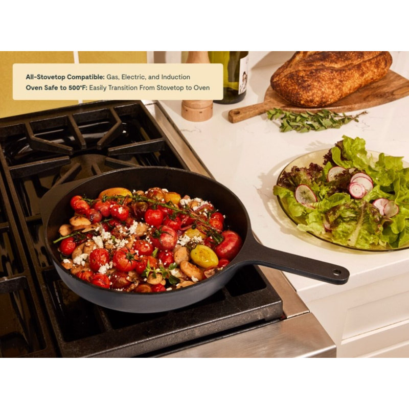 Caraway 10.5" Enameled Cast Iron Skillet, Charcoal