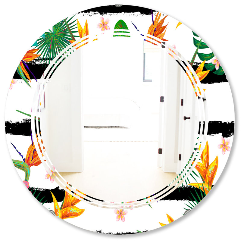 Triple C Cottage Americana Frameless Wall Mirror, Triple C Tropical Leaves II, 31.5" H x 31.5" W