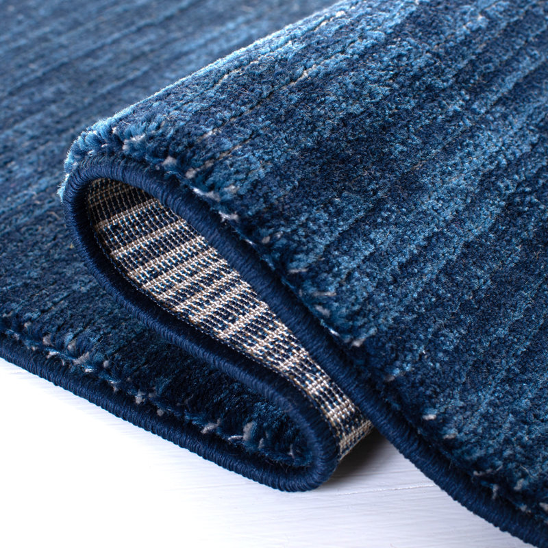 Tapis d'intérieur bleu marine Arneshia, Rond 12 pi
