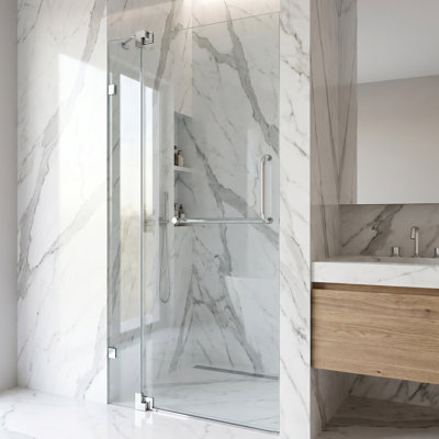 Pirouette 42" W x 72" H Pivot Frameless Shower Door