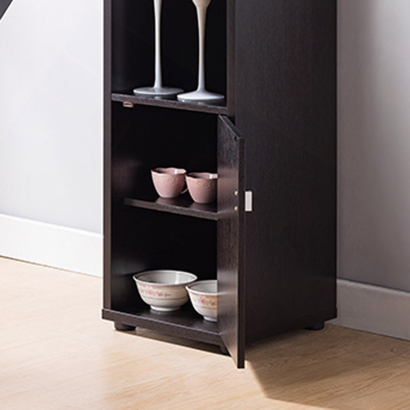 Armoire de bar, armoire de cuisine à longue table avec compartiment pour bouteilles de vin et tablettes ouvertes