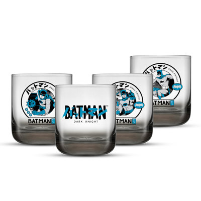 Verres courts Batman Gotham City Noir - 10 oz - ensemble de 4